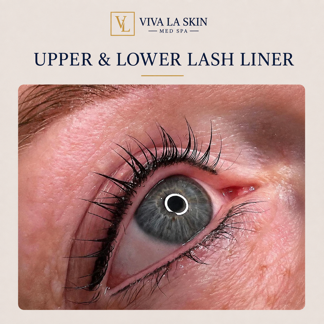 Upper and Lower Lash Liner before and after result at Viva La Skin Med Spa in Myrtle Beach